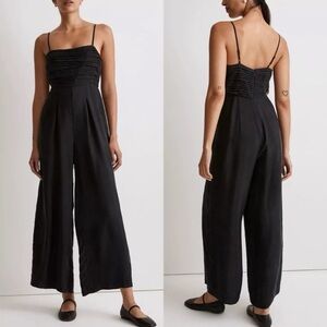 MADEWELL Jumpsuit 2‎ Ruched Crop Straight Wide Leg NWOT Black